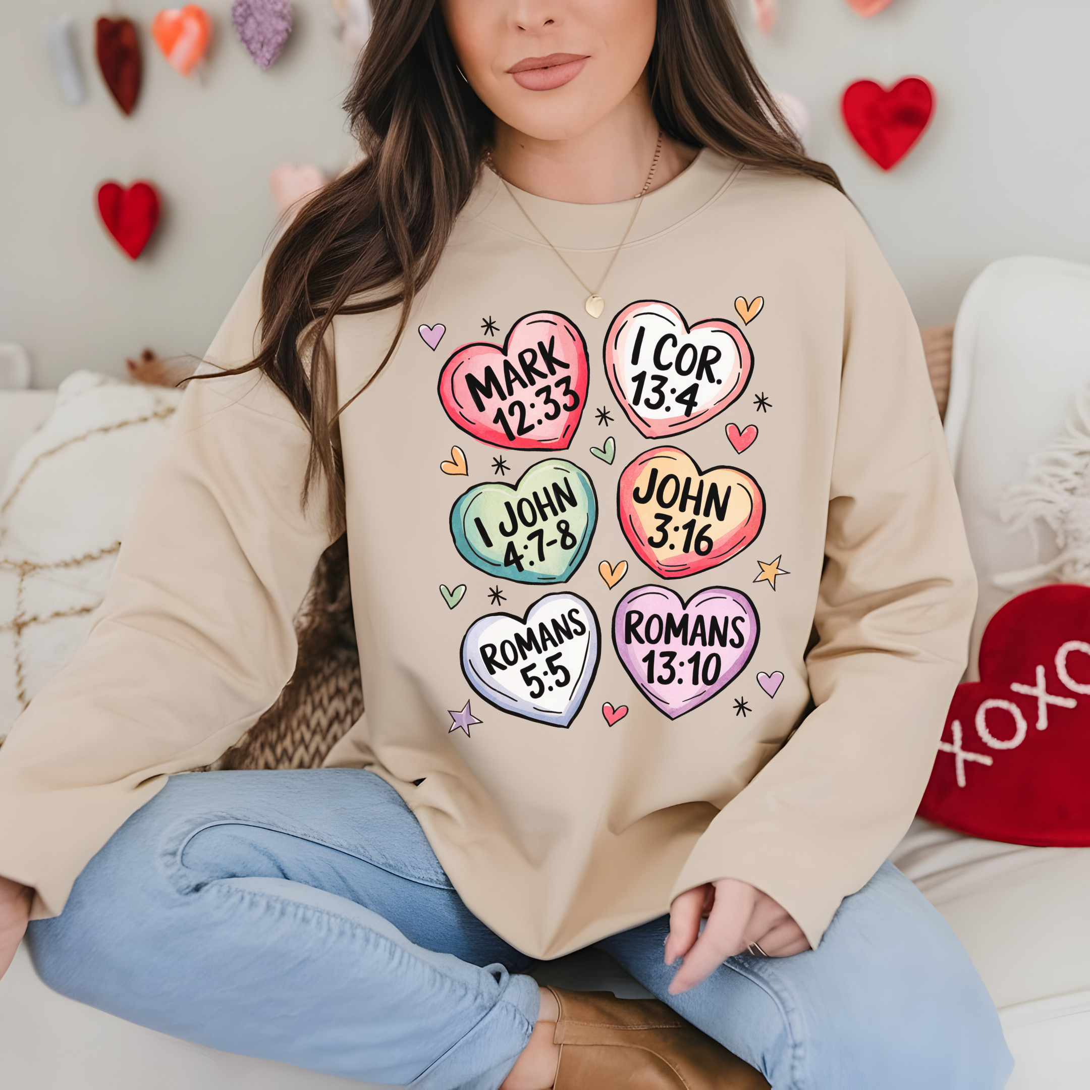 Christian Valentine Sweatshirt Tan Sweater