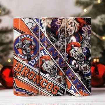 Denver Broncos Skinny Tumbler • 20 oz Stainless Steel • Drinkware Tumbler