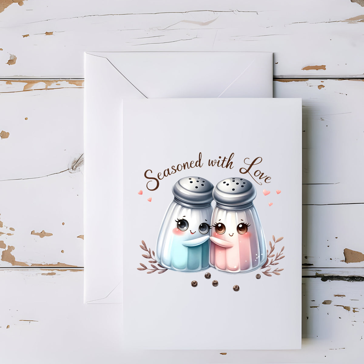 Seasoned With Love Salt and Pepper Greeting Card - 5x7"