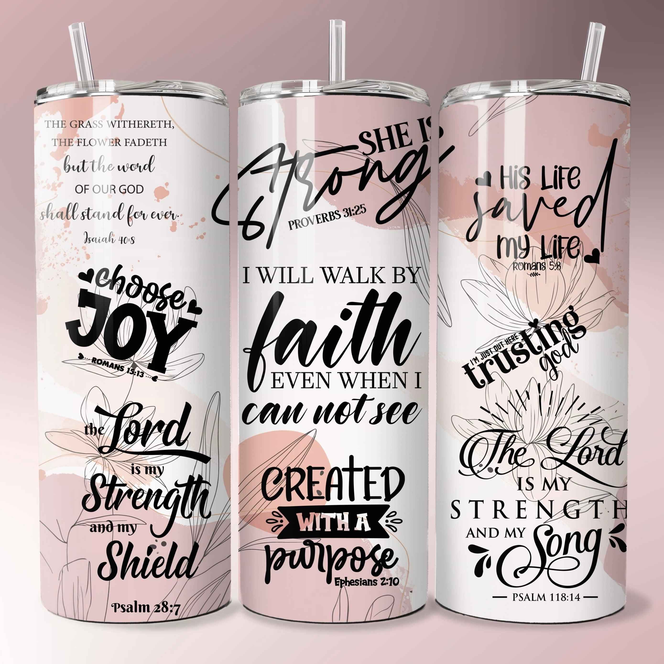 Faith Fuel Skinny Tumbler • 20 oz Stainless Steel • Drinkware Tumbler