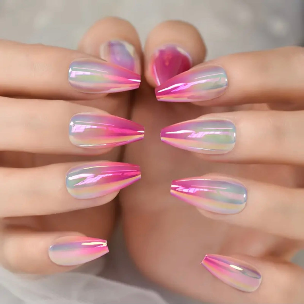 Blush Punk Mirror • Metallic Nails • Press-on Nails