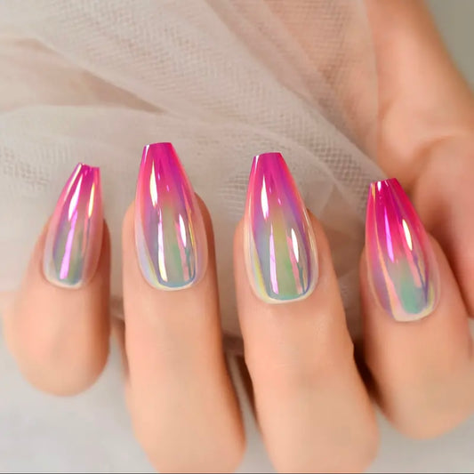 Blush Punk Mirror • Metallic Nails • Press-on Nails