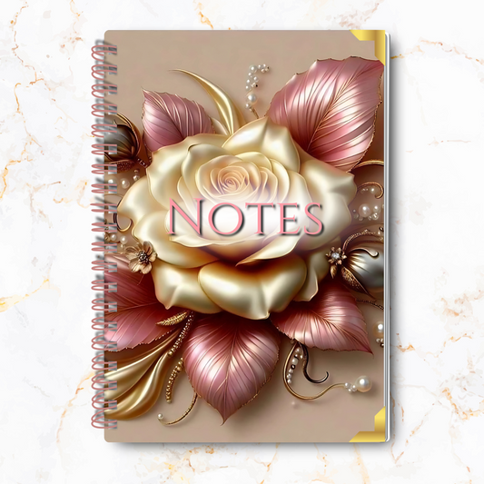 Pearl Petals – Vintage Rose Gold Notebook