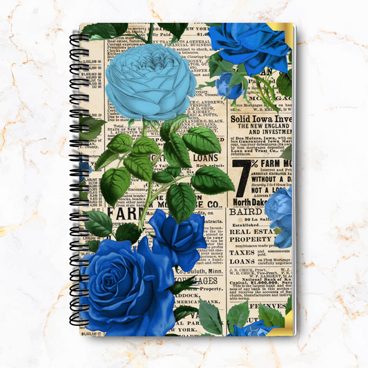 Royal Blueprint – Bold Blue Rose Notebook