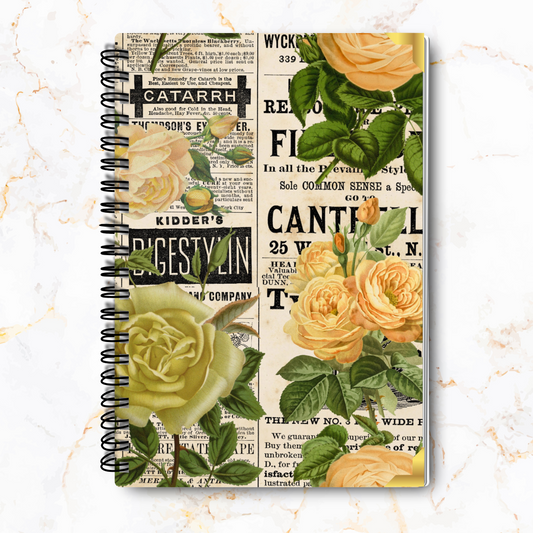 Lemon & Lace – Vintage Newspaper Notebook