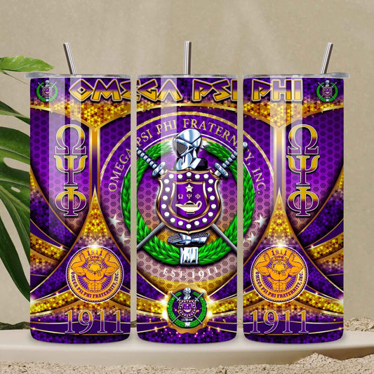 Ques 20 oz Skinny Tumbler • Stainless Steel • Drinkware Tumbler