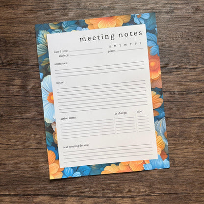 Yellow Bluesky Meeting Notes Notepad • 8.5x11"