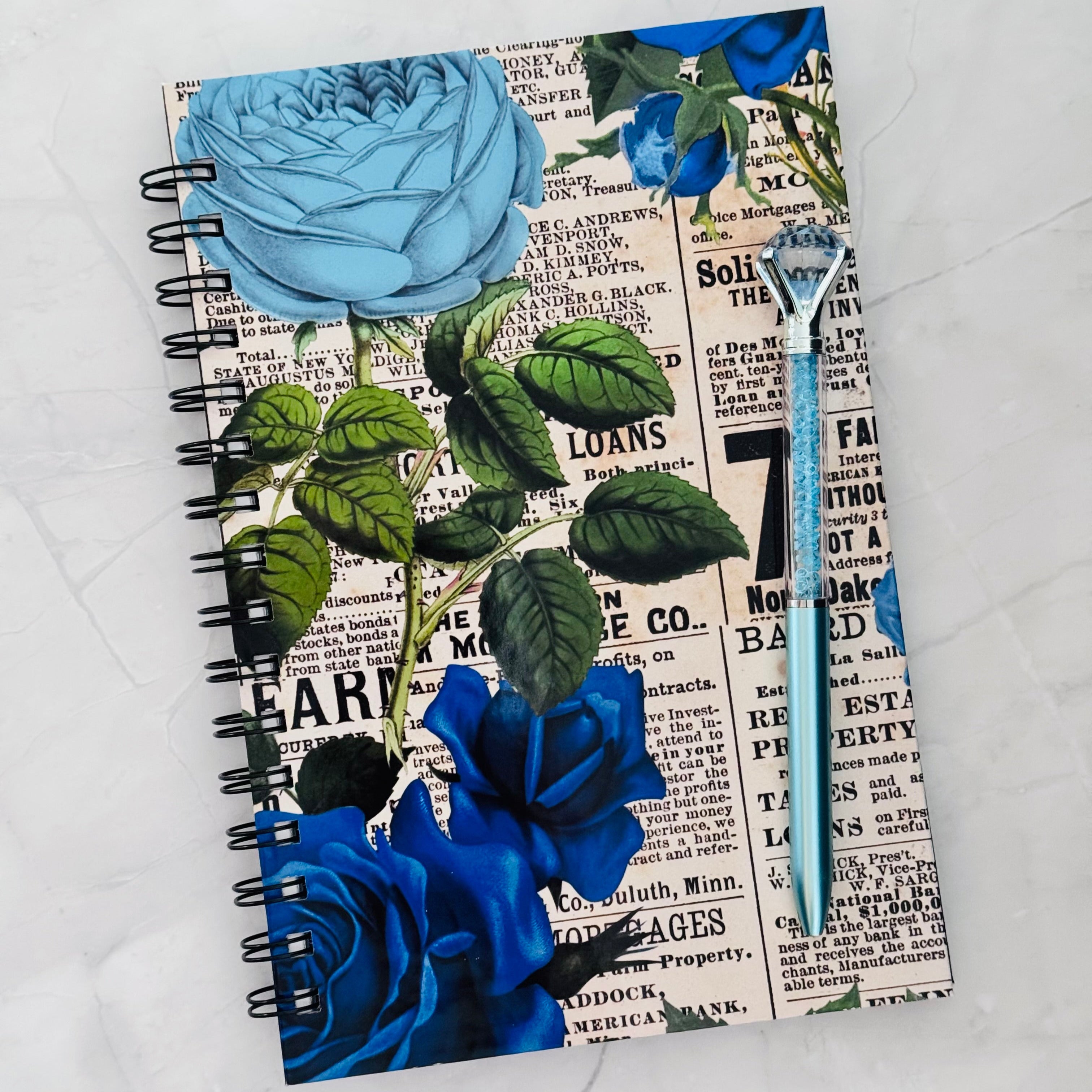 Royal Blueprint – Bold Blue Rose Notebook Journal