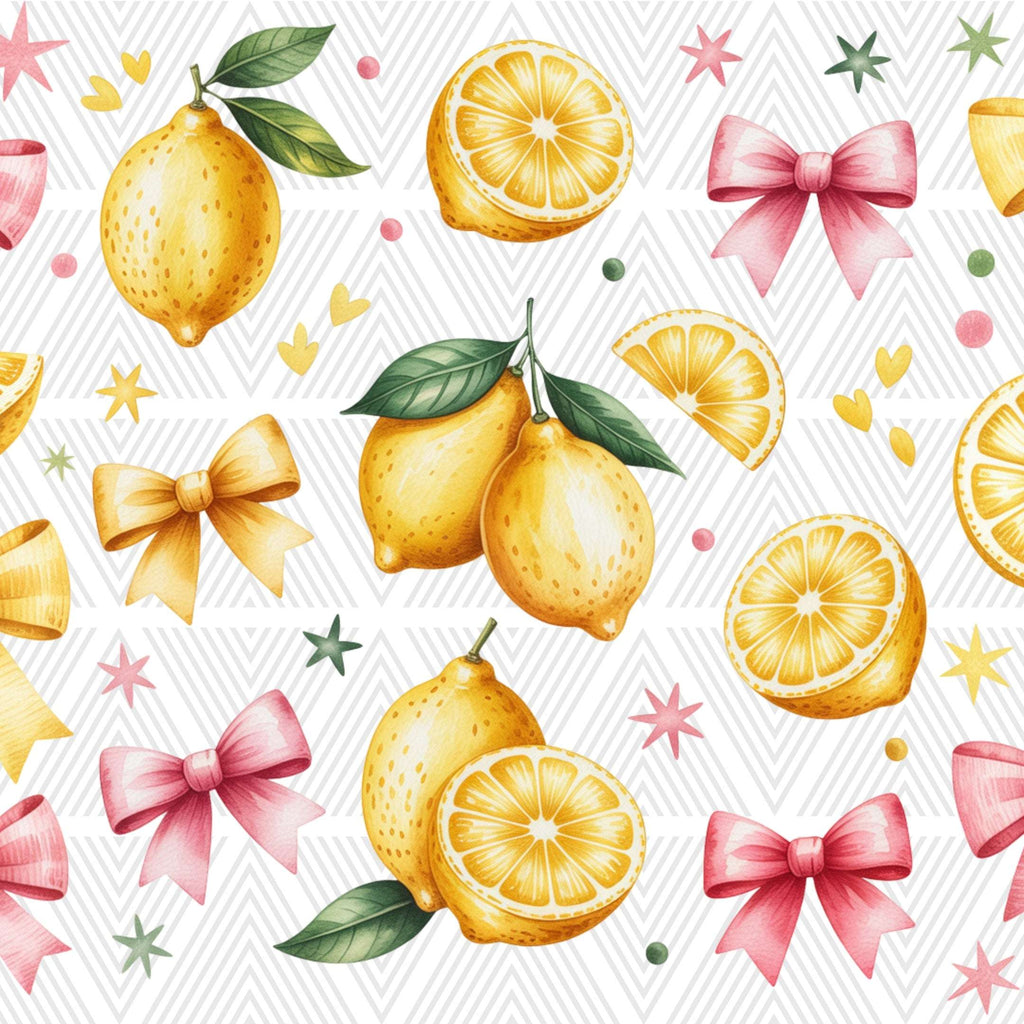 Pattern of lemons and bows on a white background