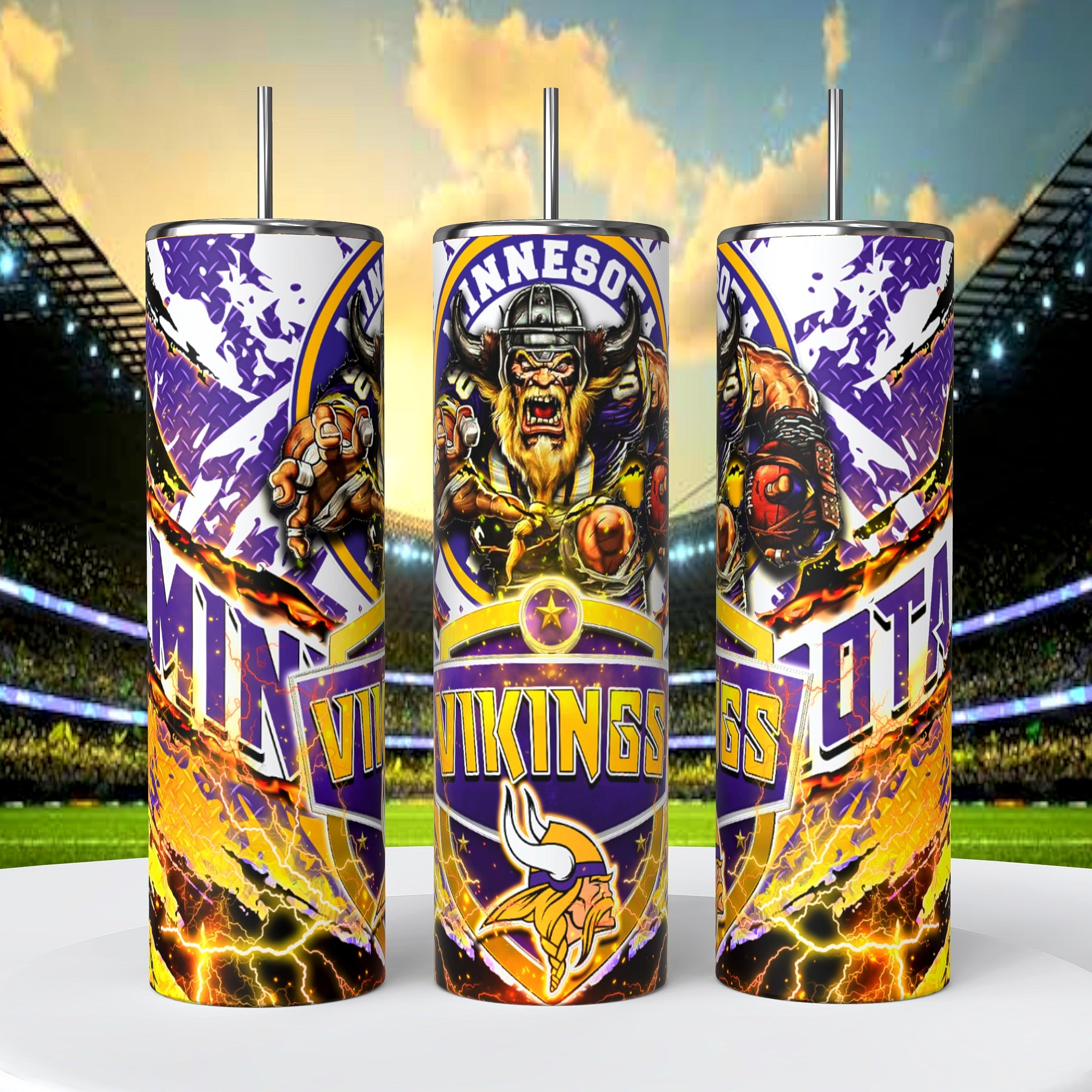 Minnesota Vikings Skinny Tumbler • 20 oz Stainless Steel • Drinkware