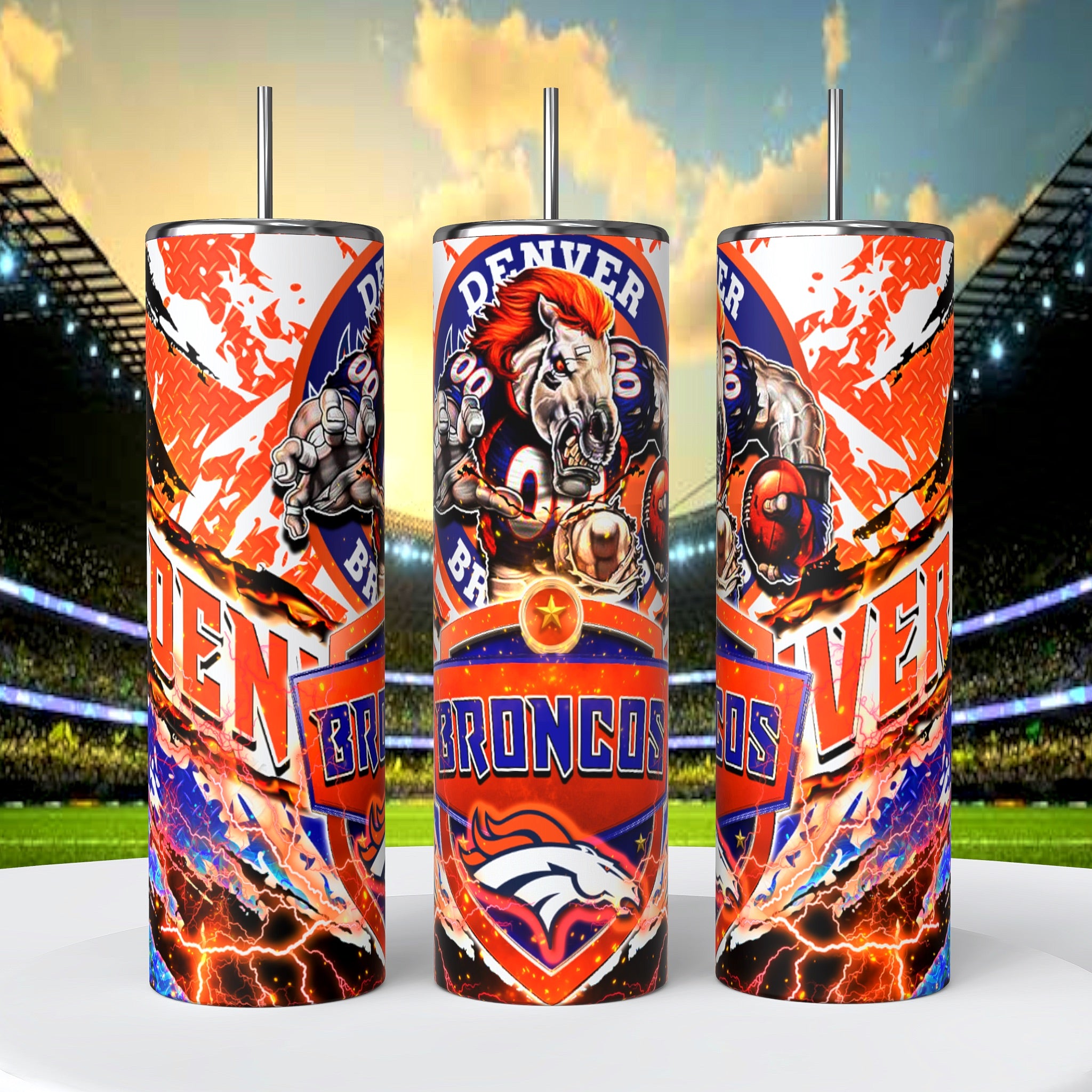 Denver Broncos Skinny Tumbler • 20 oz Stainless Steel • Drinkware