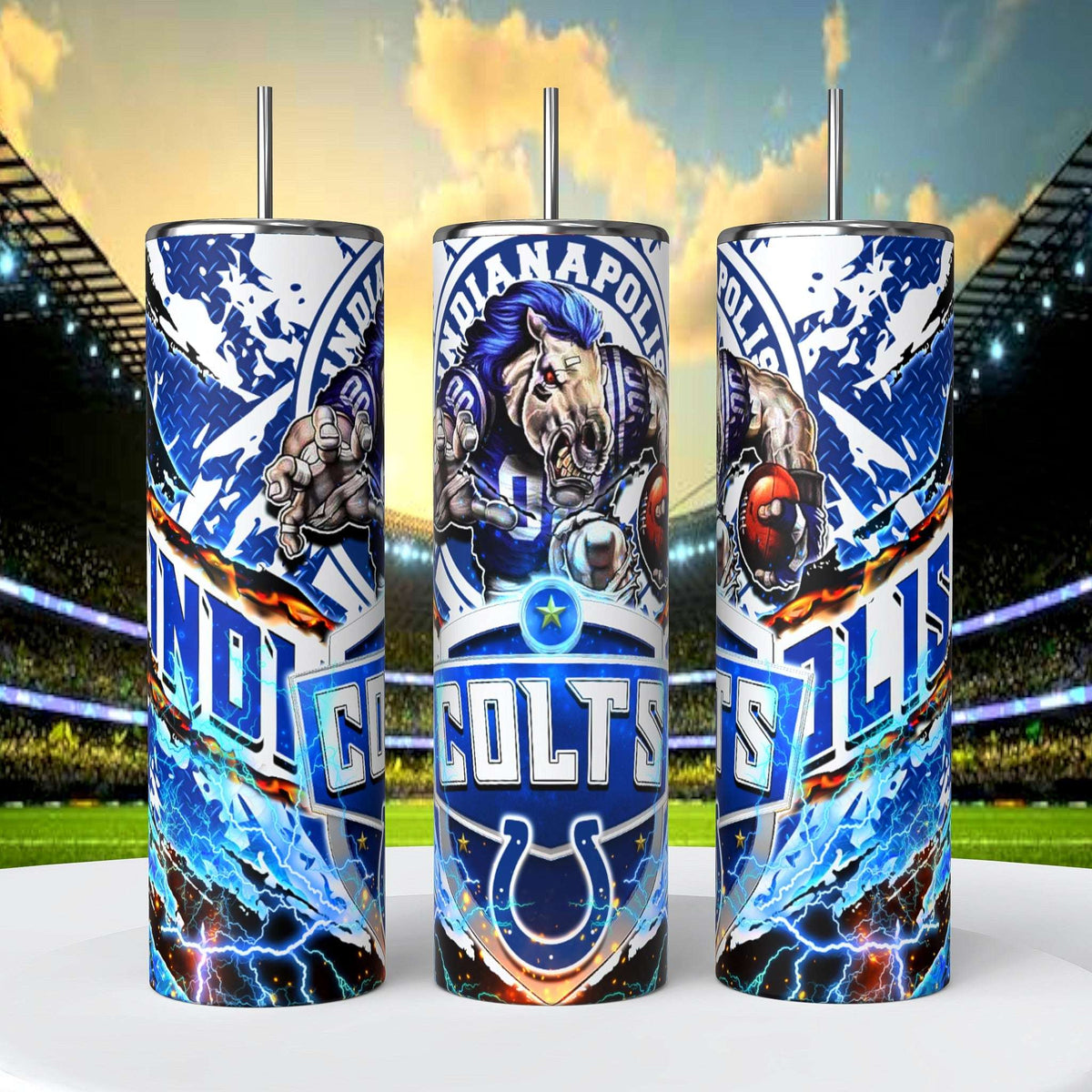 Indianapolis Colts Skinny Tumbler • 20 oz Stainless Steel • Drinkware - CoRo & Company