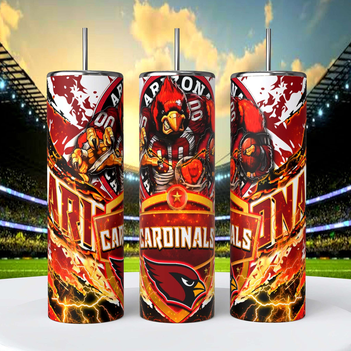 Arizona Cardinals Skinny Tumbler • 20 oz Stainless Steel • Drinkware - CoRo & Company