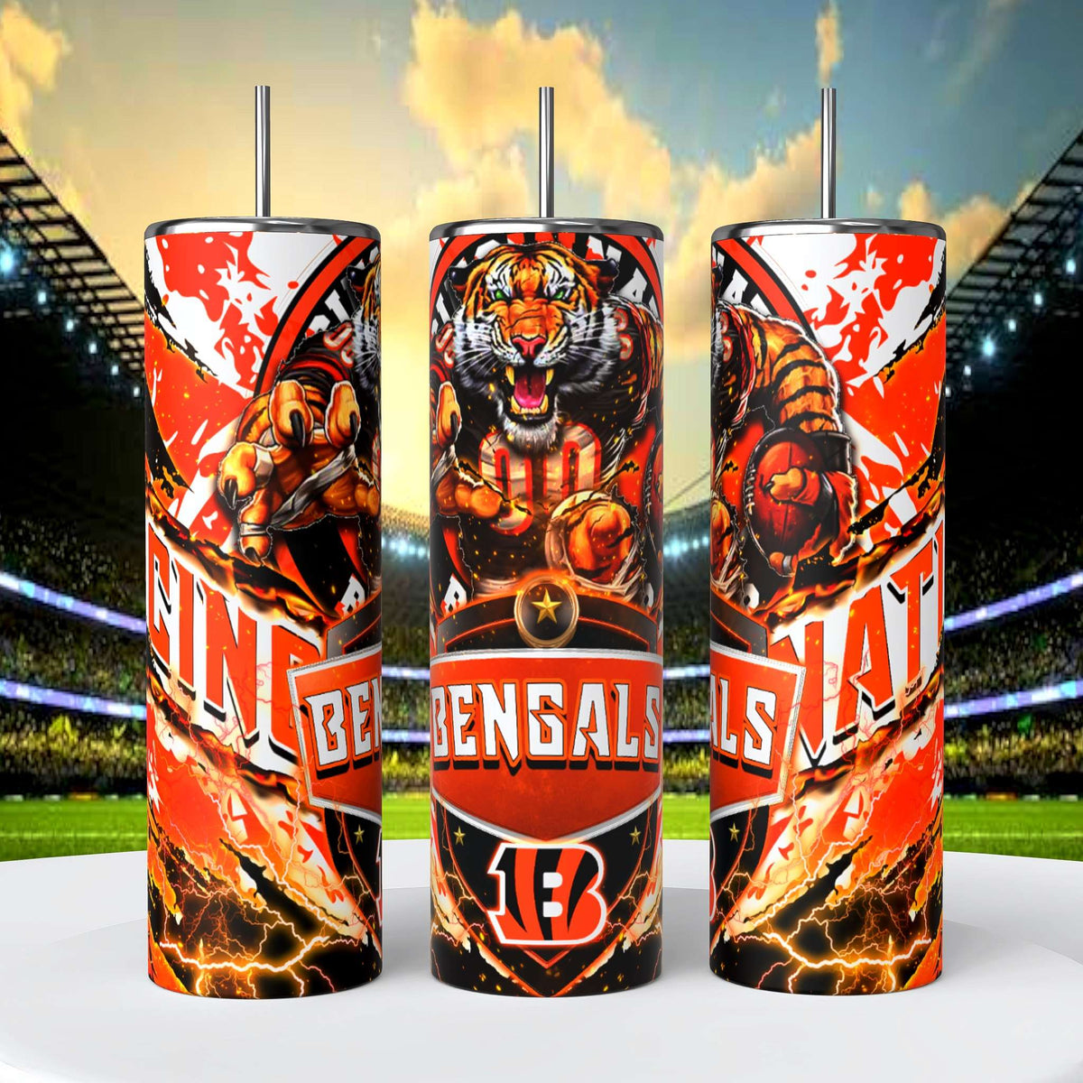 Cincinnati Bengals Skinny Tumbler • 20 oz Stainless Steel • Drinkware - CoRo & Company