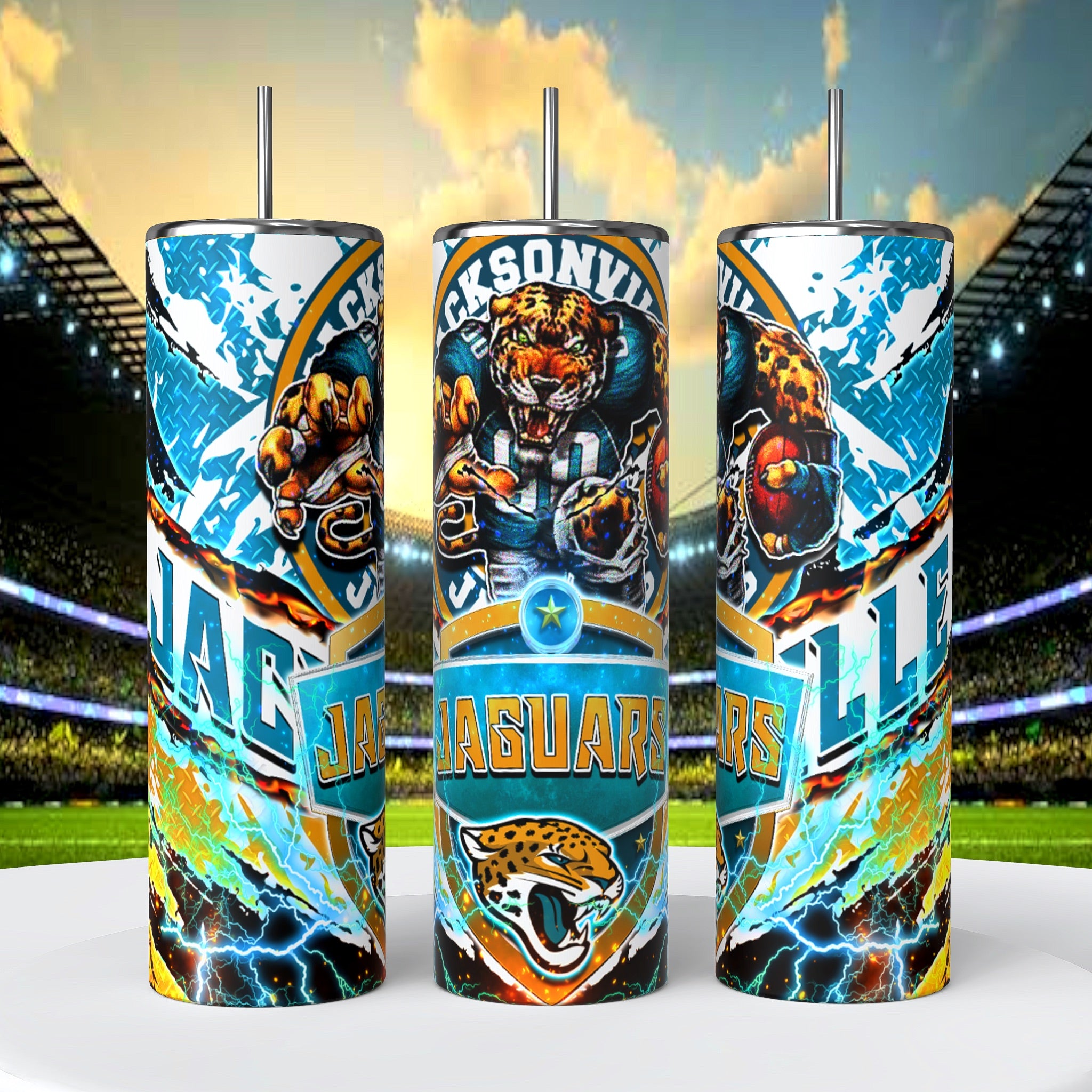 Jacksonville Jaguars Skinny Tumbler • 20 oz Stainless Steel • Drinkware