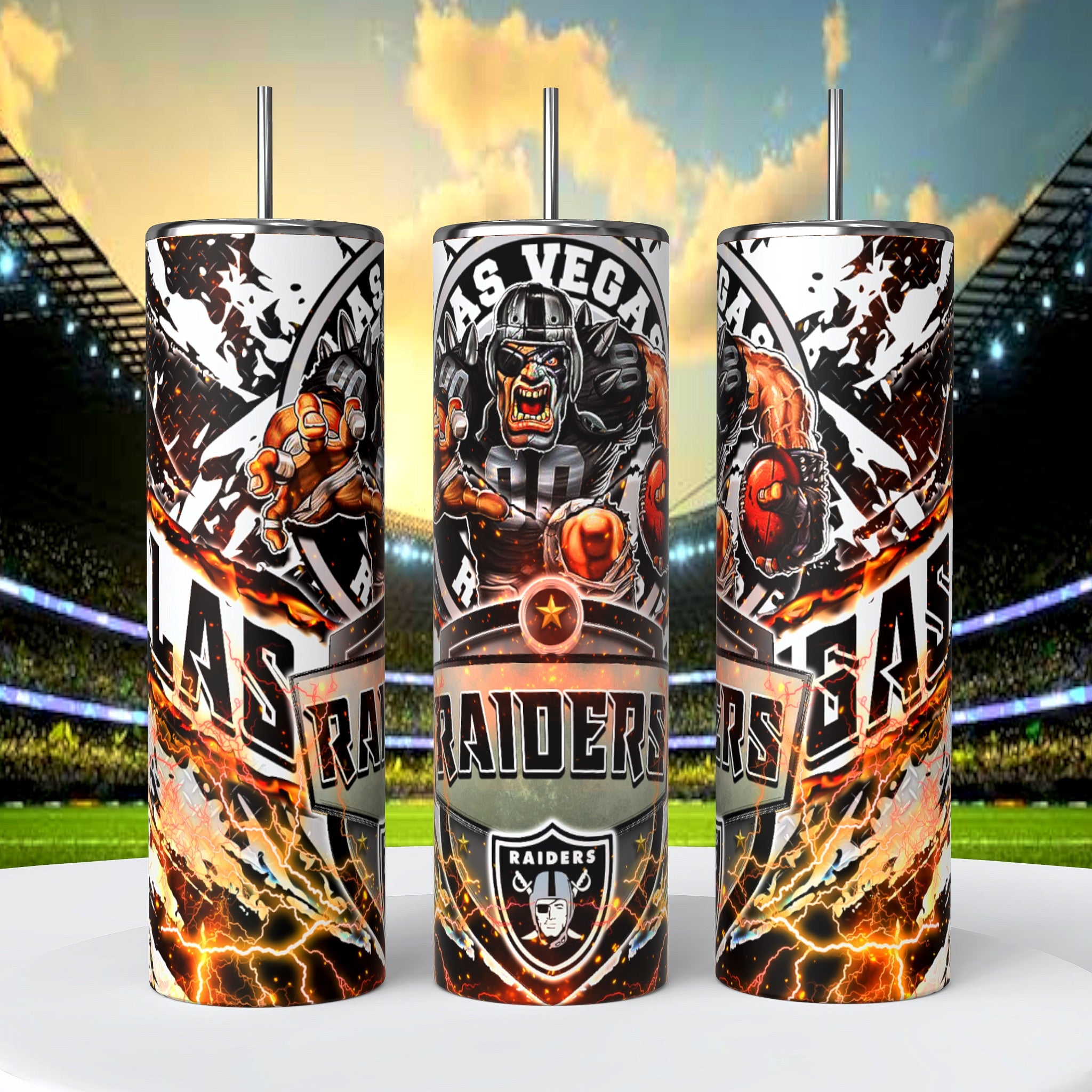 Las Vegas Raiders Skinny Tumbler • 20 oz Stainless Steel • Drinkware