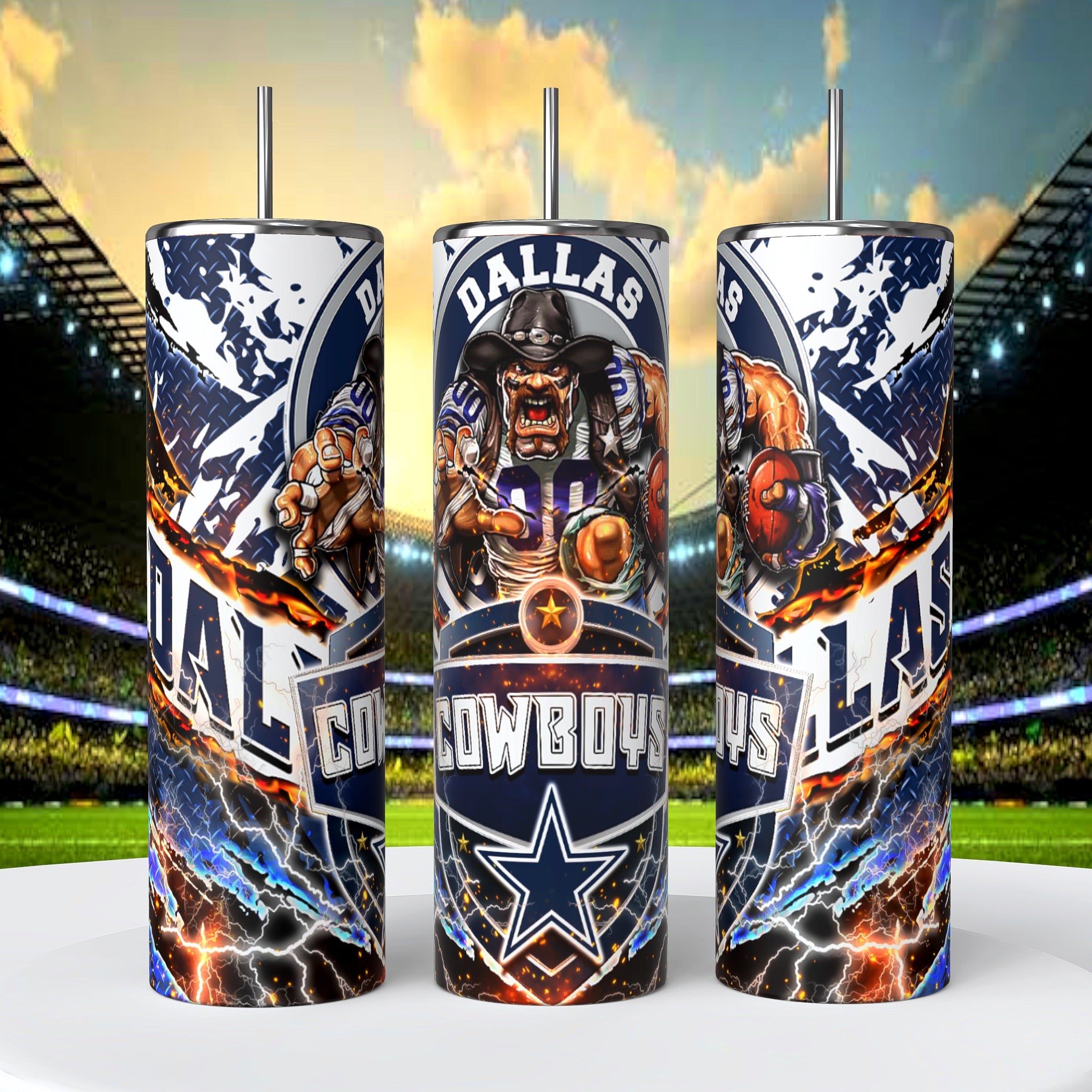 Dallas Cowboys Skinny Tumbler • 20 oz Stainless Steel • Drinkware