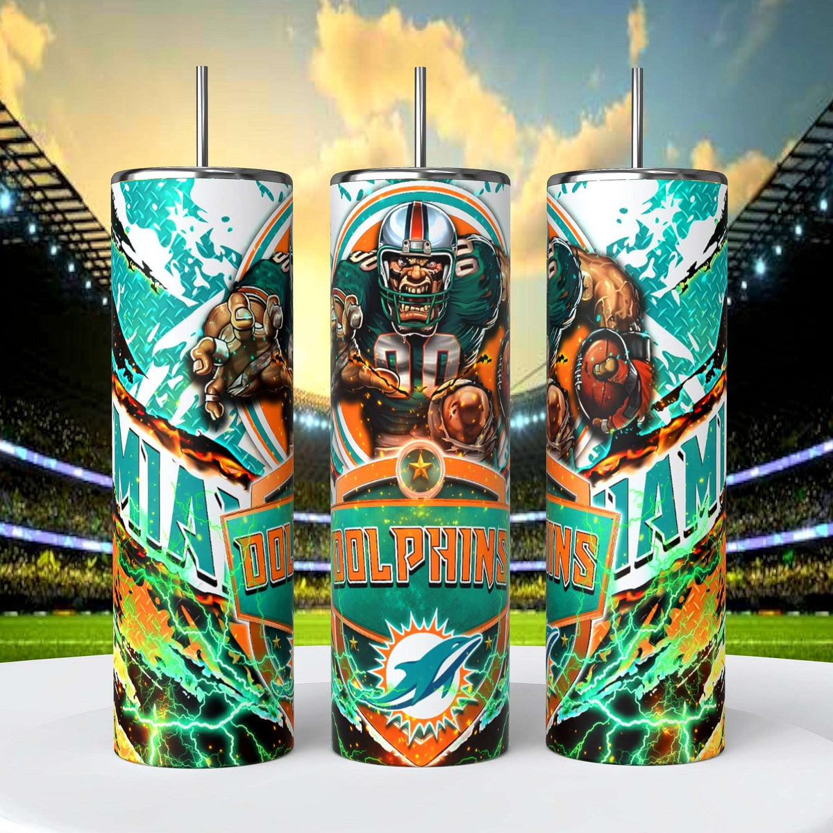 Miami Dolphins Skinny Tumbler • 20 oz Stainless Steel • Drinkware - CoRo & Company