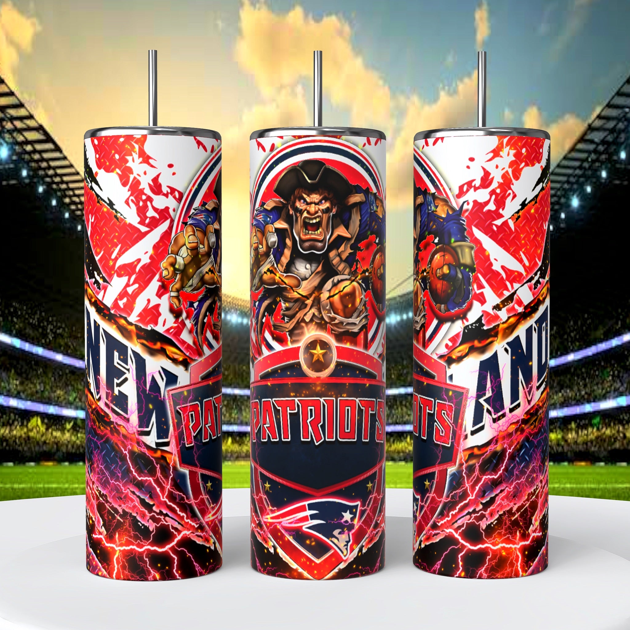 New England Patriots Skinny Tumbler • 20 oz Stainless Steel • Drinkware