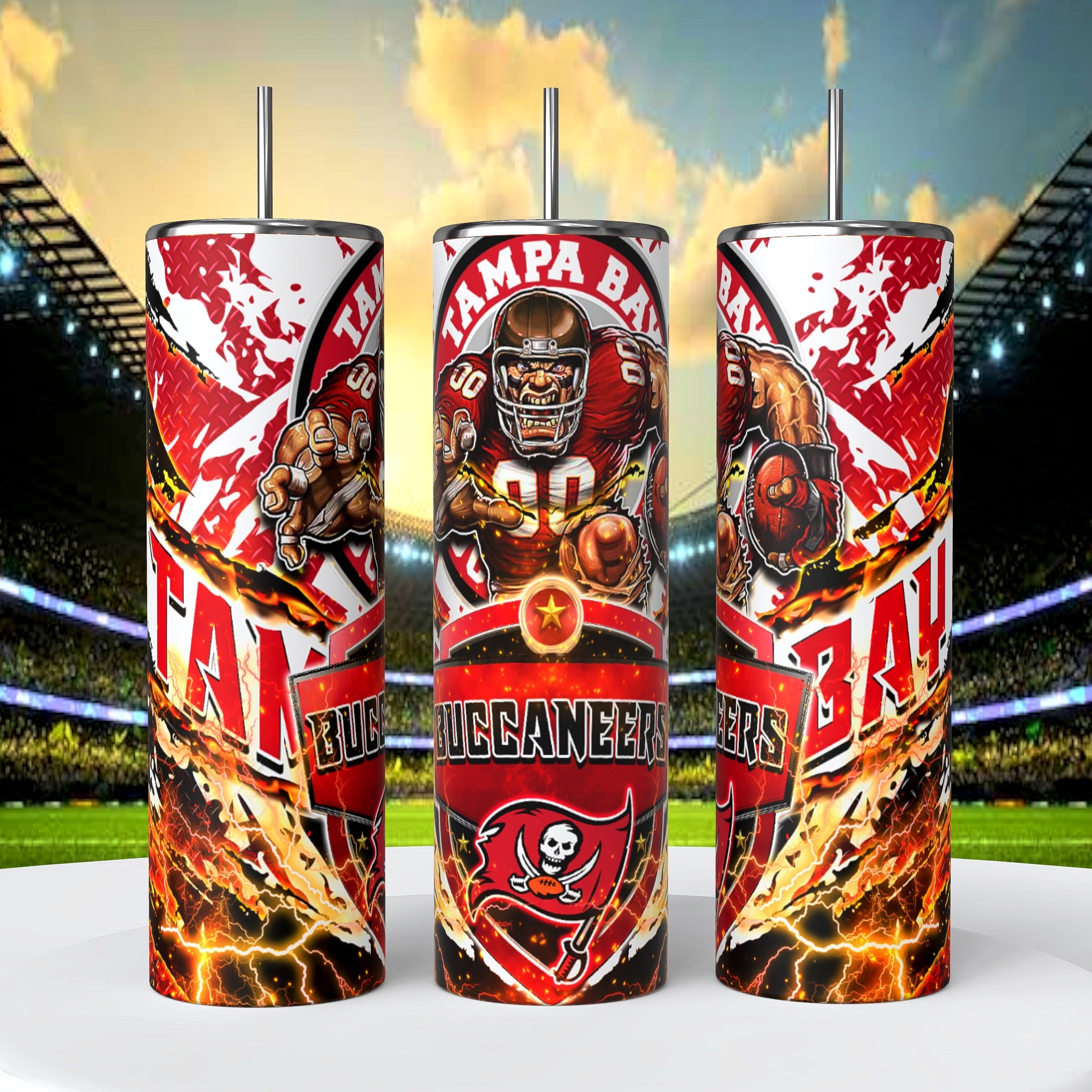 Tampa Bay Buccaneers Skinny Tumbler • 20 oz Stainless Steel • Drinkware