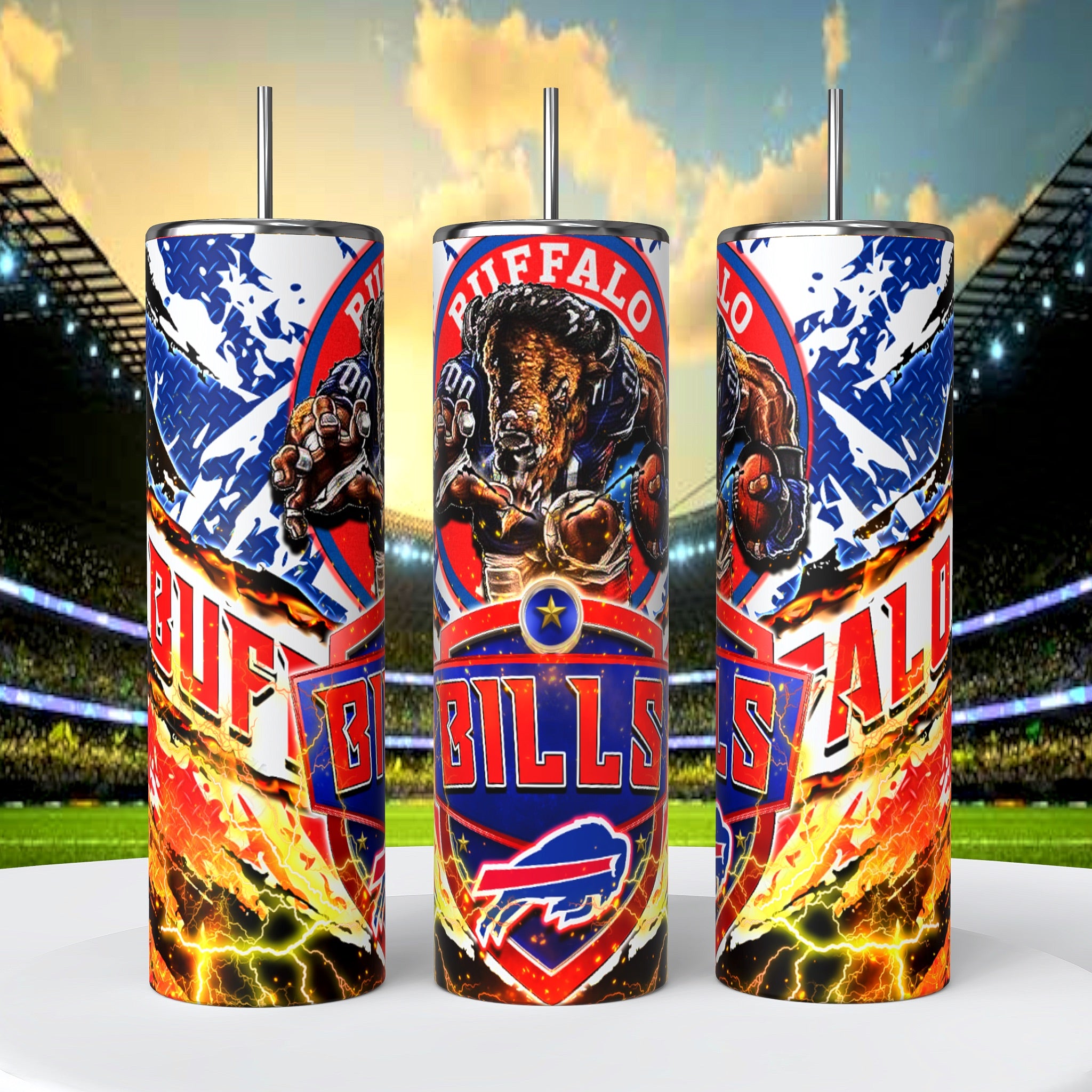 Buffalo Bills Skinny Tumbler • 20 oz Stainless Steel • Drinkware