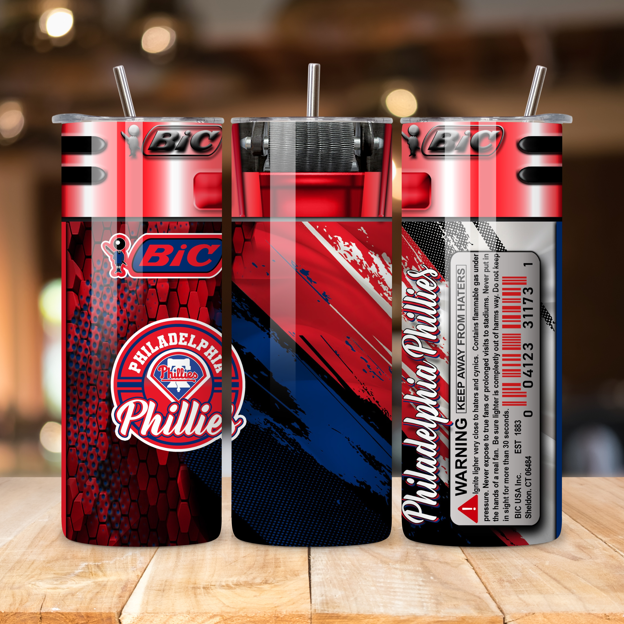 Philadelphia Phillies Skinny Tumbler 20 oz • Baseball Fan Gift Tumbler
