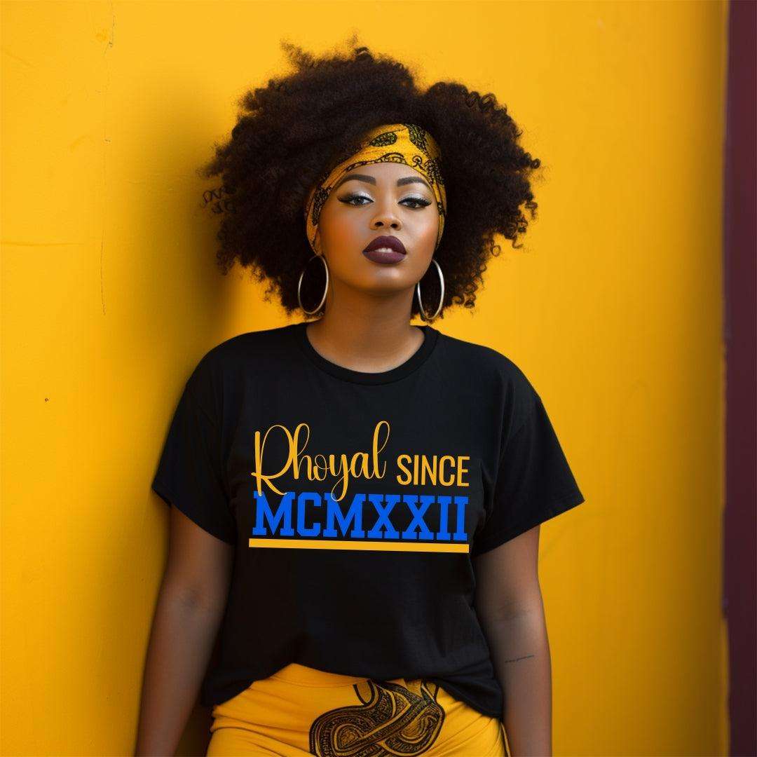 Rhoyal Since MCMXXII Unisex Sorority Tee • Crew Neck Black T-Shirt