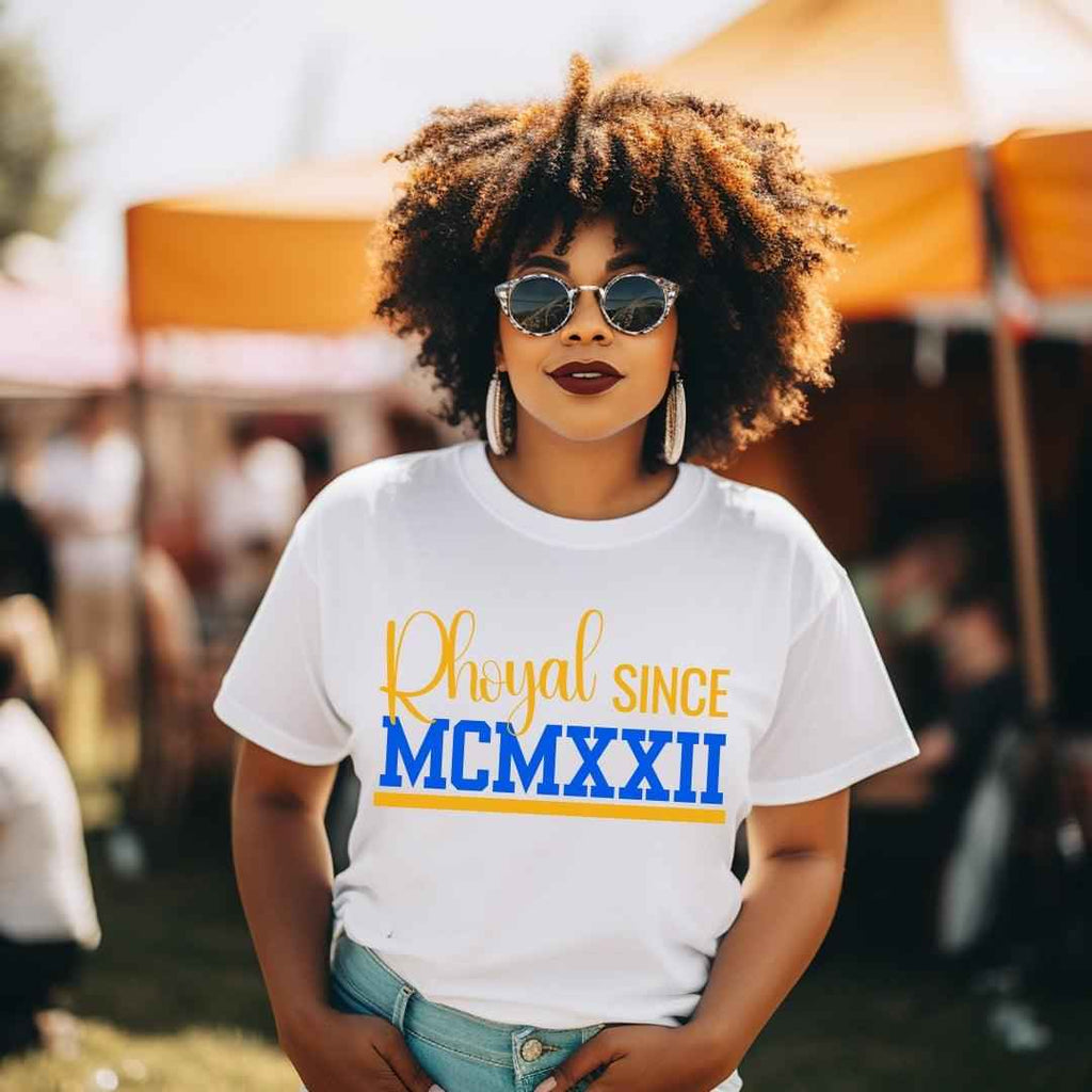 Rhoyal Since MCMXXII Unisex Sorority Tee • Crew Neck White T-Shirt
