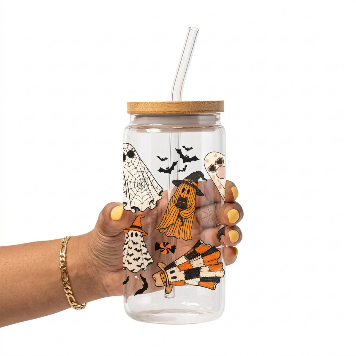 Spooky Cute Ghosts Glass Cup