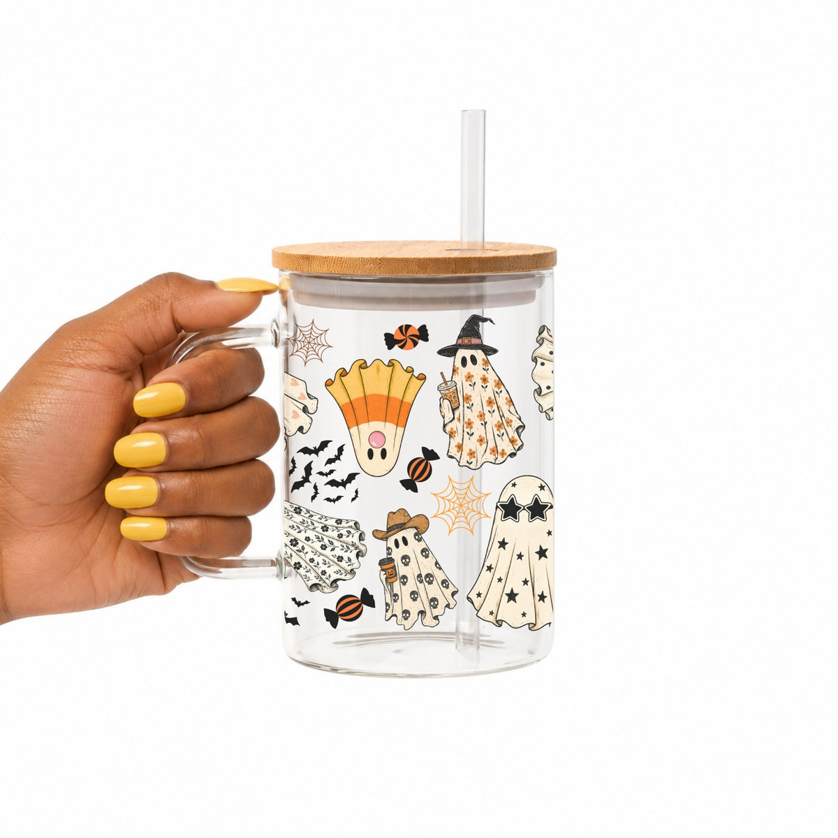 Spooky Cute Ghosts Glass Cup