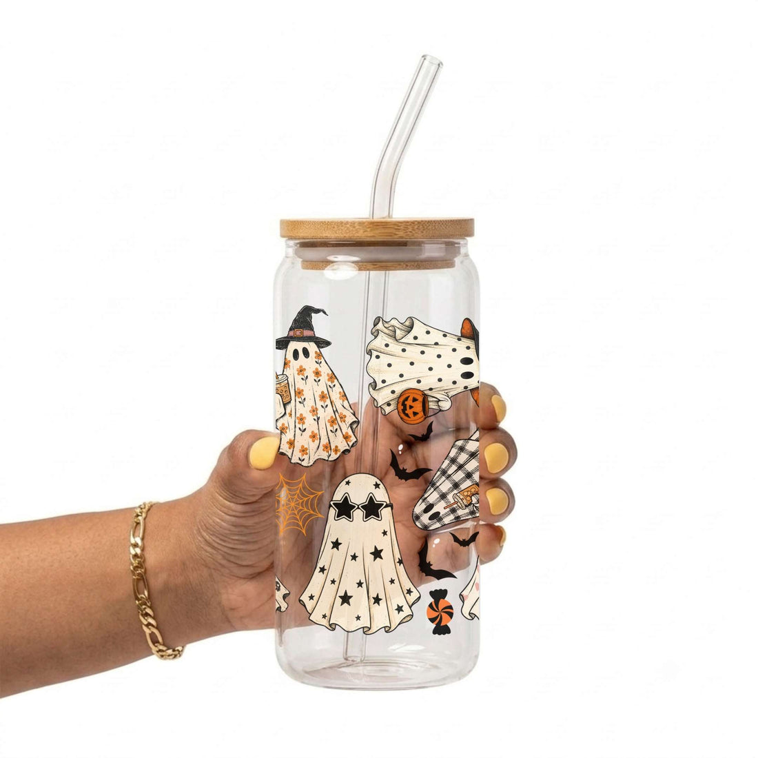 Spooky Cute Ghosts Glass Cup