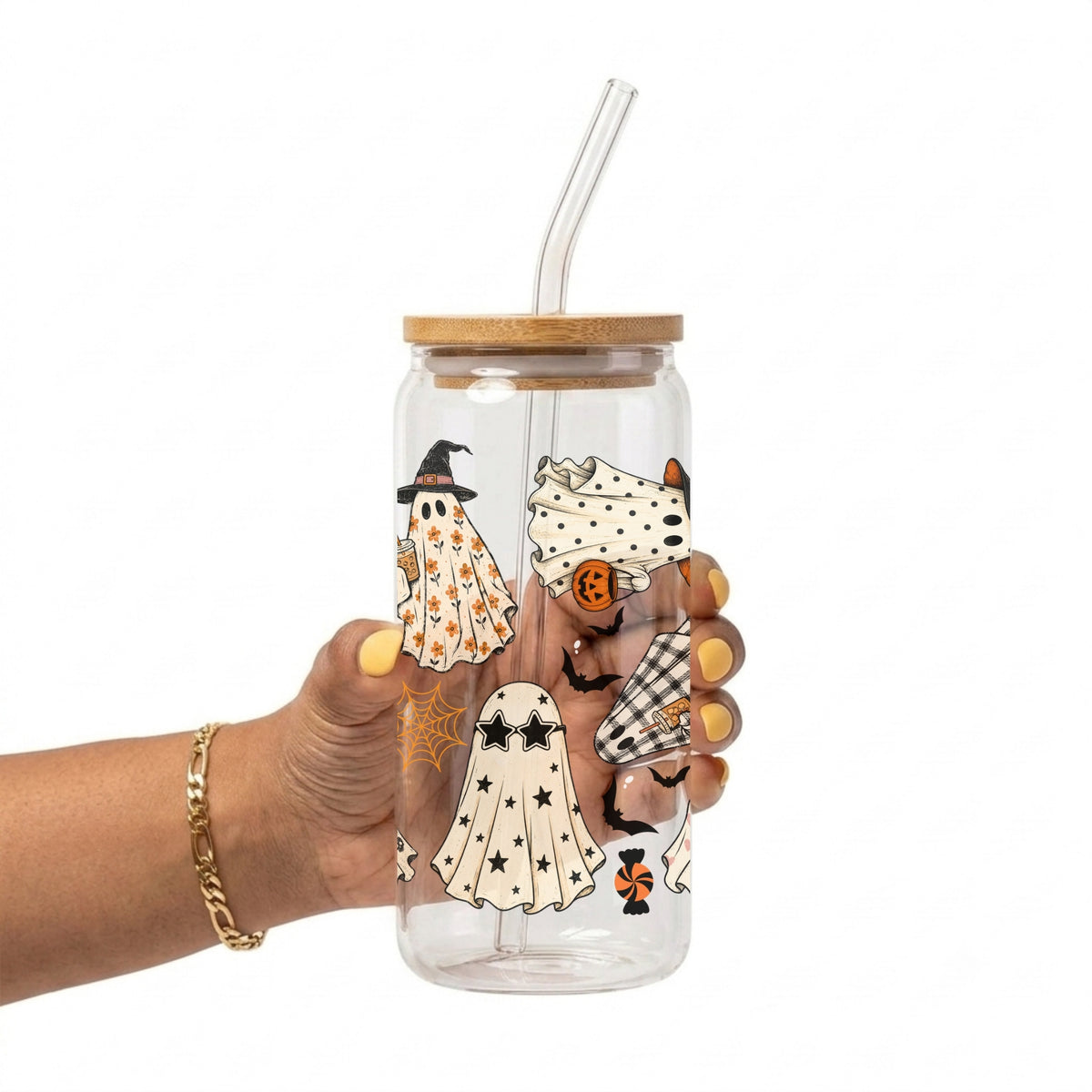 Spooky Cute Ghosts Glass Cup