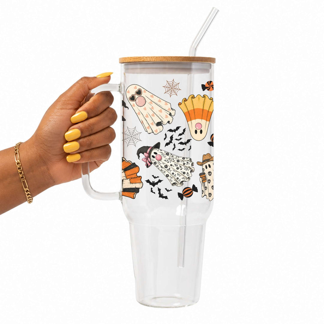 Spooky Cute Ghosts Glass Cup