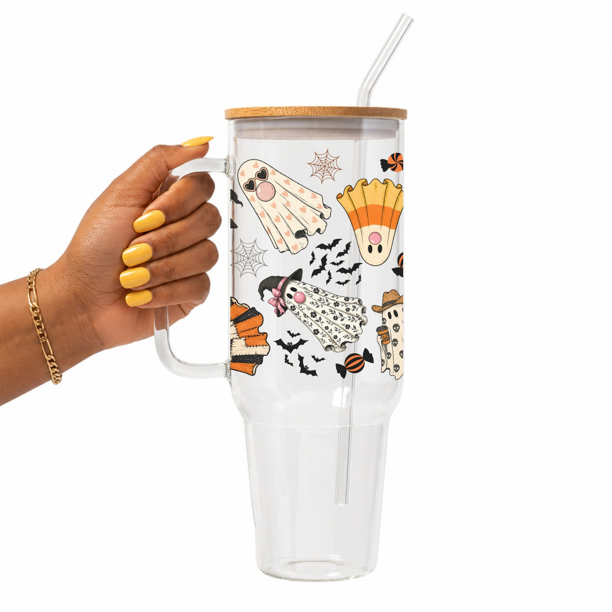 Spooky Cute Ghosts Glass Cup