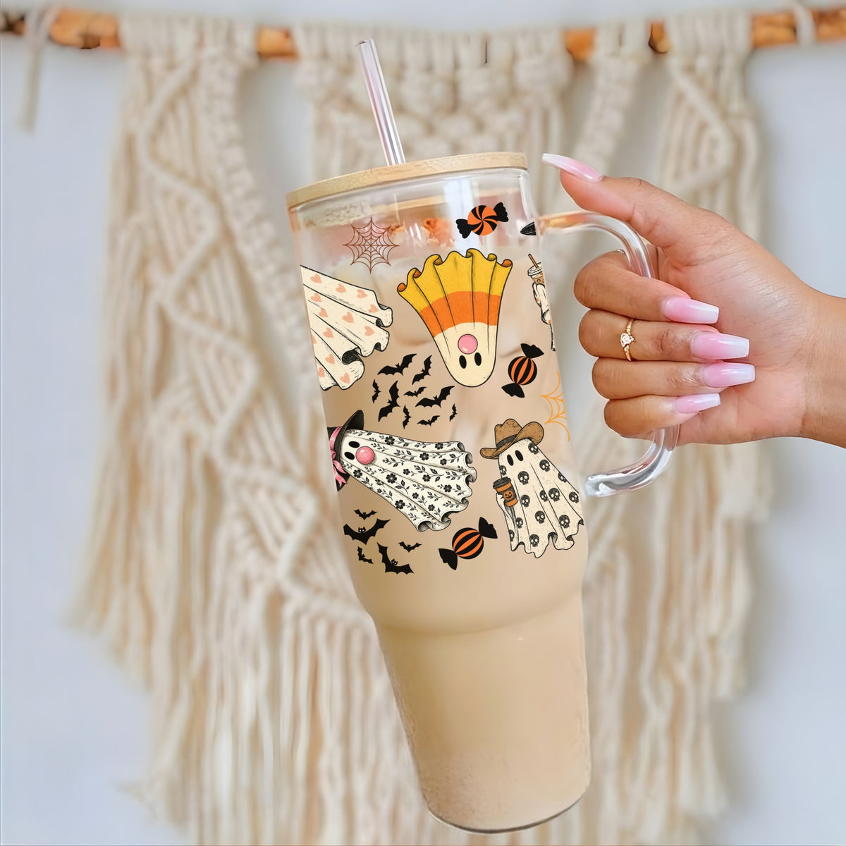 Spooky Cute Ghosts Glass Cup