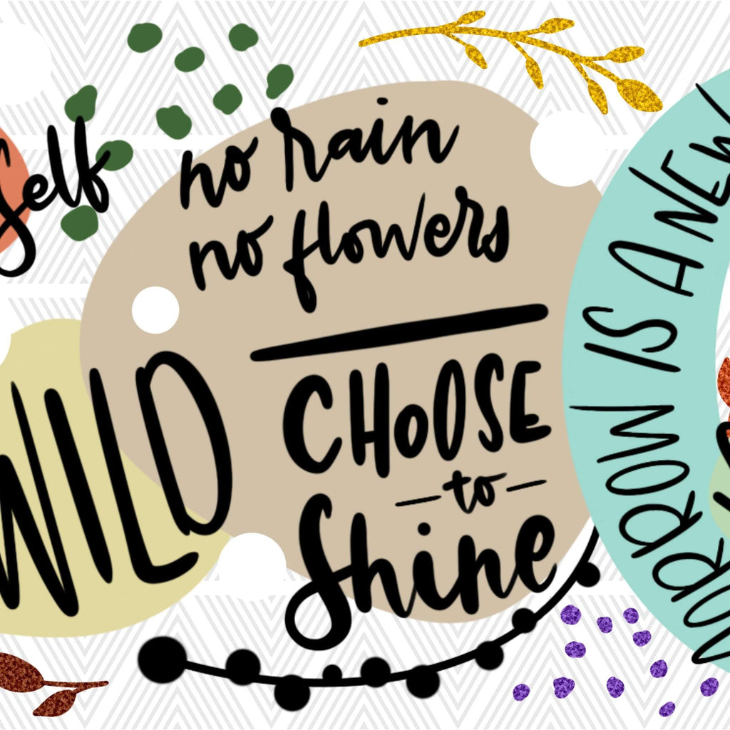 Motivational quote Stay Wild on a decorative background with flowers and leaves.