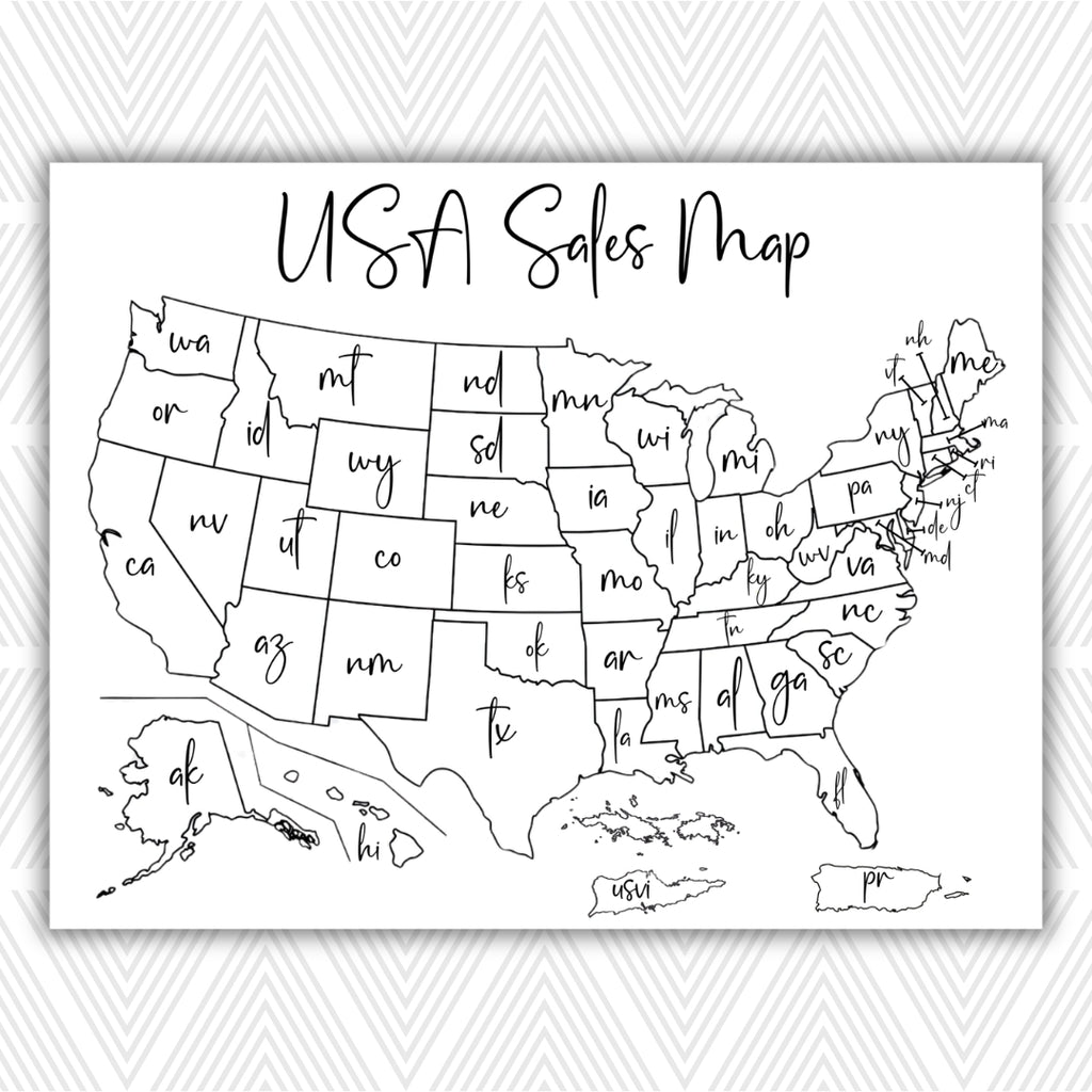 USA sales map with state outlines on a white background