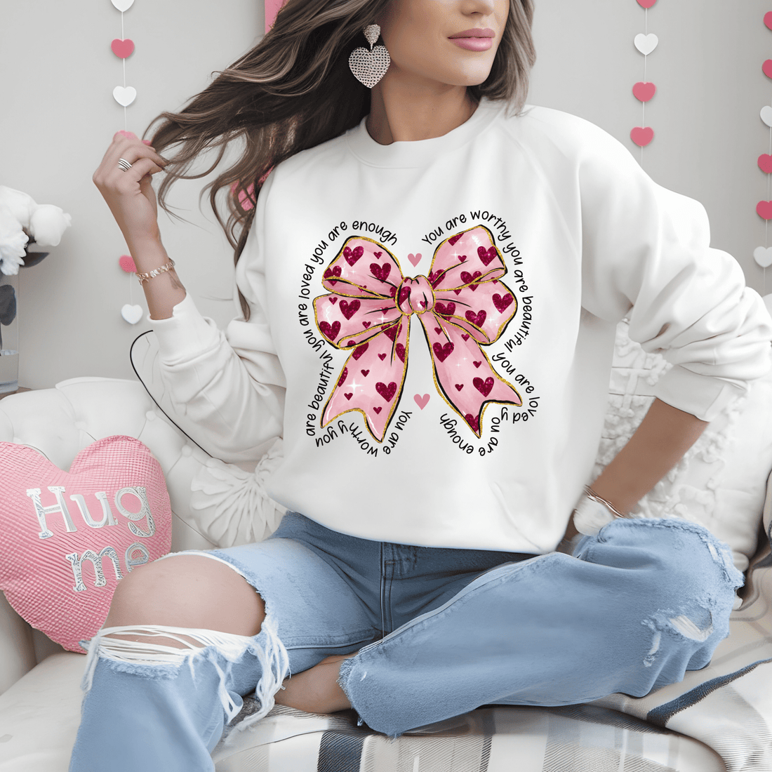 You Are Worthy Sweatshirt White Sweater