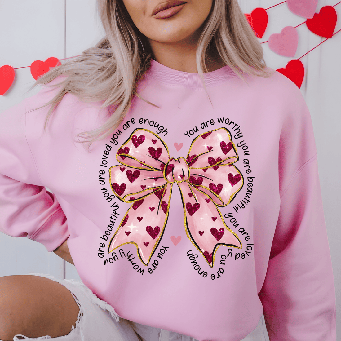 You Are Worthy Sweatshirt Pink Sweater