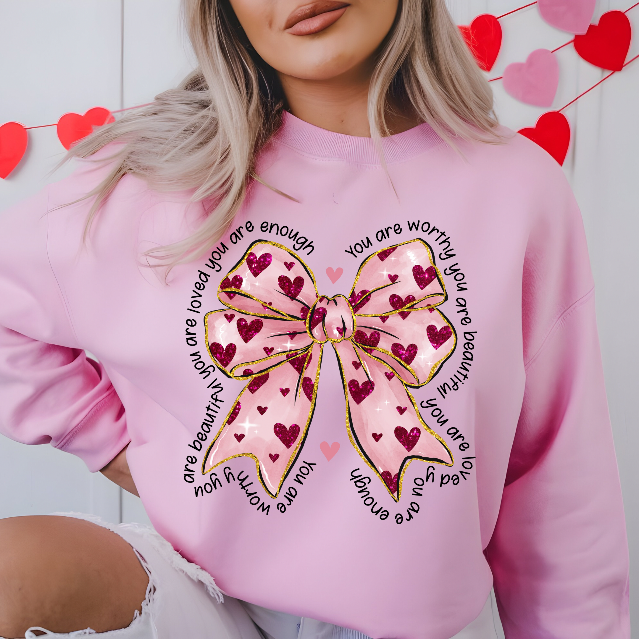 You Are Worthy Sweatshirt Pink Sweater