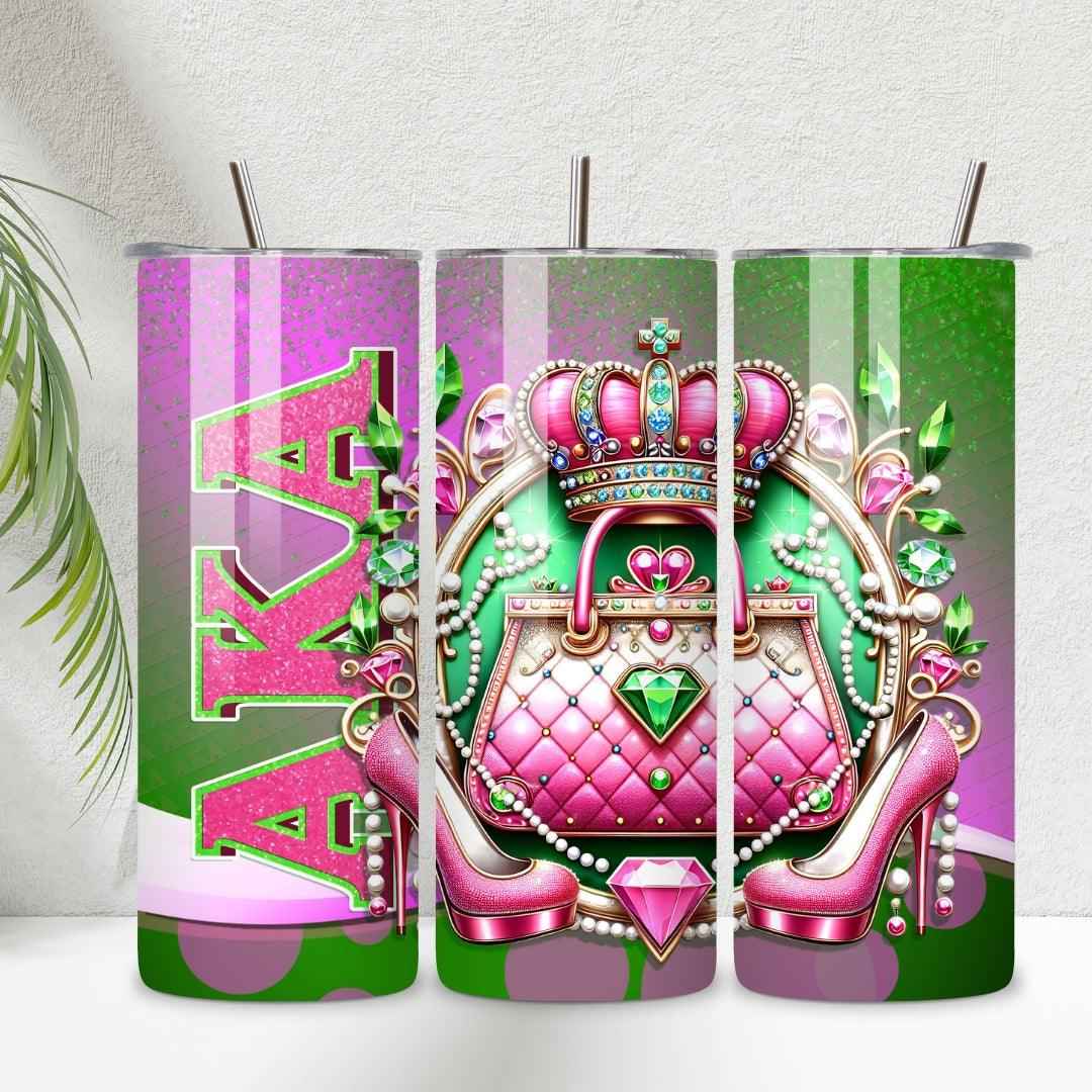 Alpha Kappa Alpha 20 oz Skinny Tumbler • Stainless Steel • Drinkware Tumbler