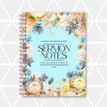 Journal for Christian women titled 'Sermon Notes' with floral design on cover