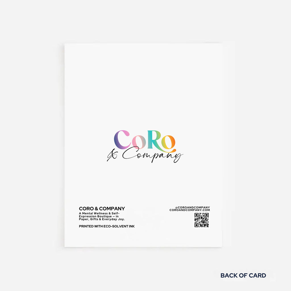 Back of a card with 'CoRo & Company' branding and contact information.