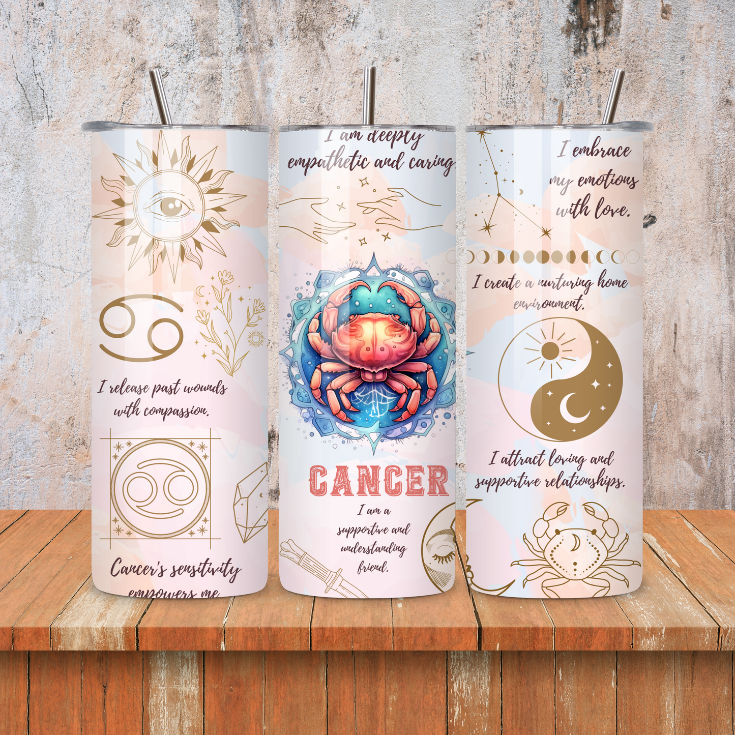 Cancer : Zodiac Essence Skinny Tumbler • 20oz Stainless Steel • Drinkware