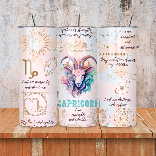 Capricorn : Zodiac Essence Skinny Tumbler • 20oz Stainless Steel • Drinkware