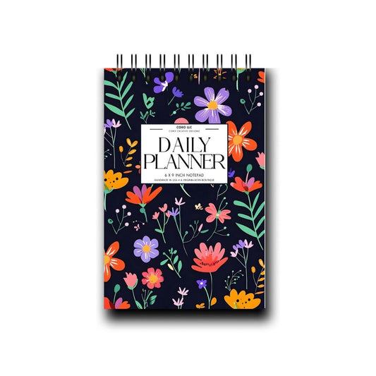 Black Flora Desktop Daily Planner • 6 x 9"