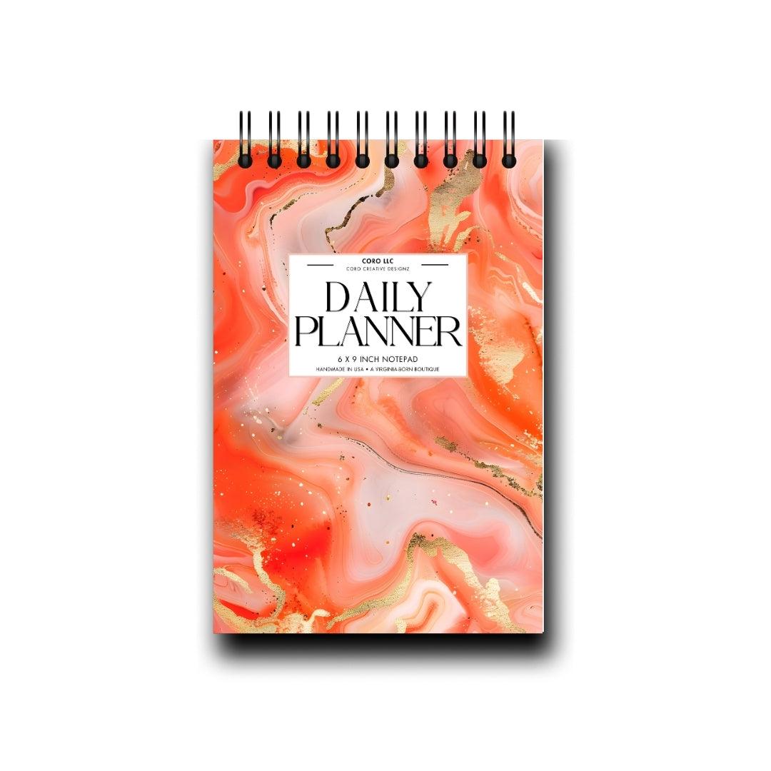 Peach Waves Desktop Daily Planner • 6 x 9"