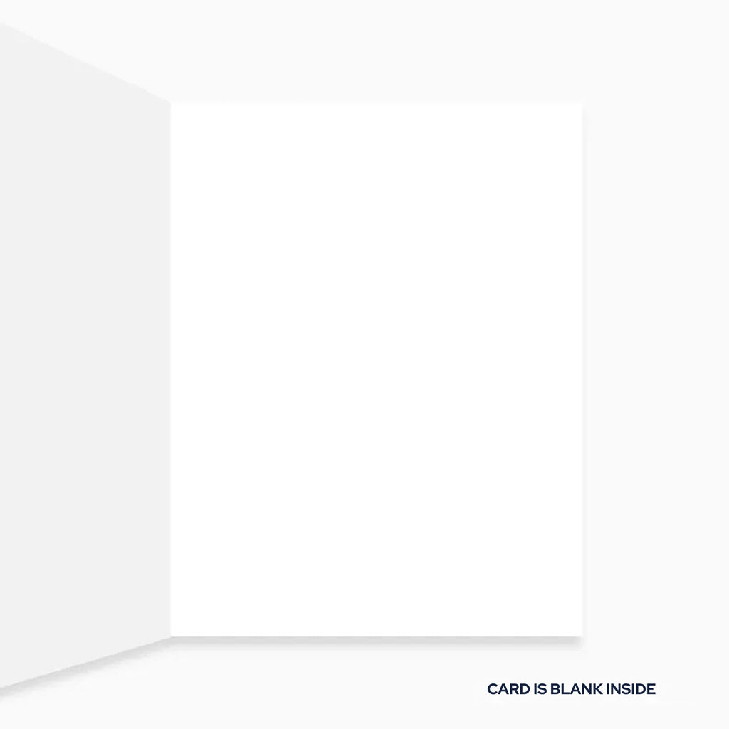 Blank white card with text 'CARD IS BLANK INSIDE' on a white background