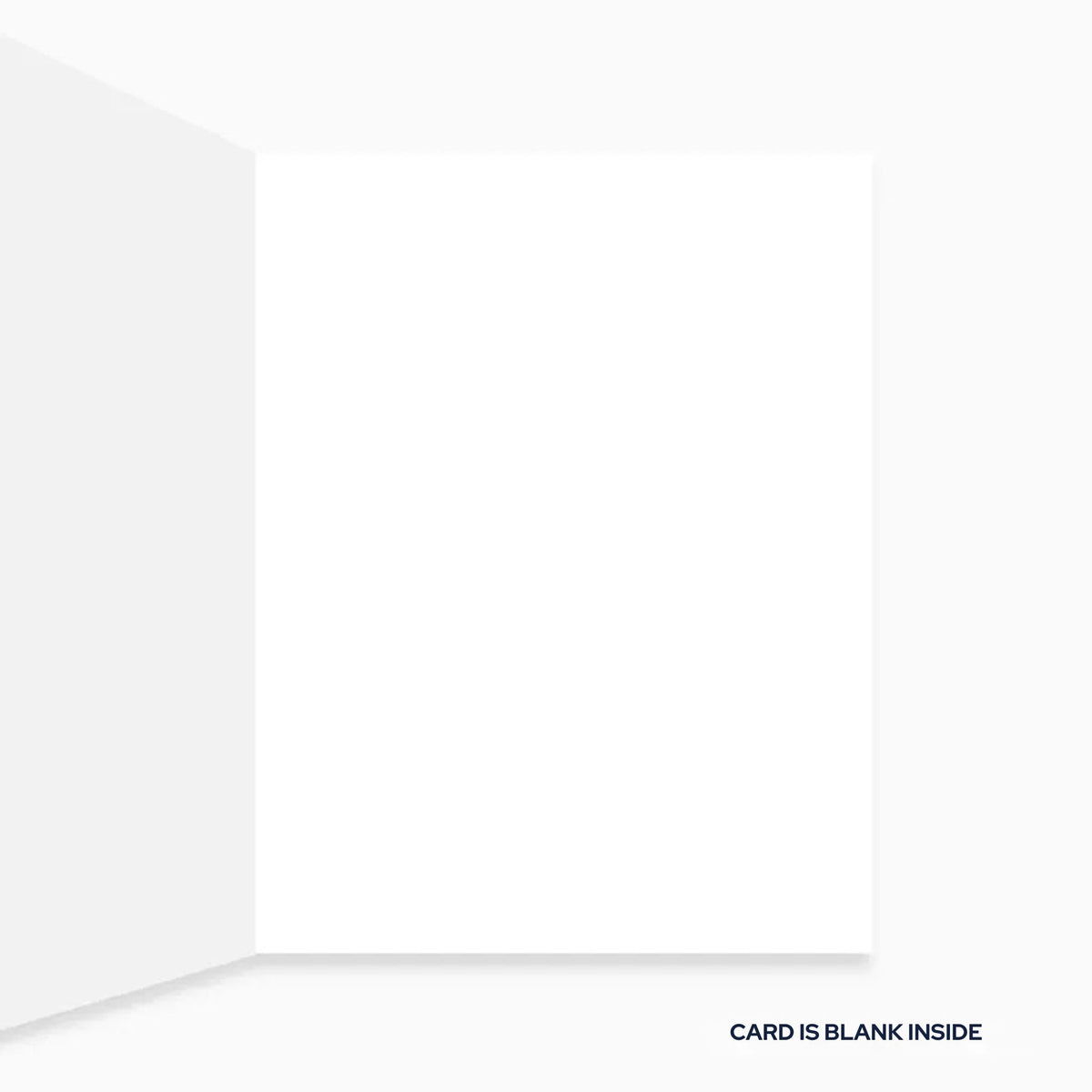 Blank white card with text 'CARD IS BLANK INSIDE' on a white background
