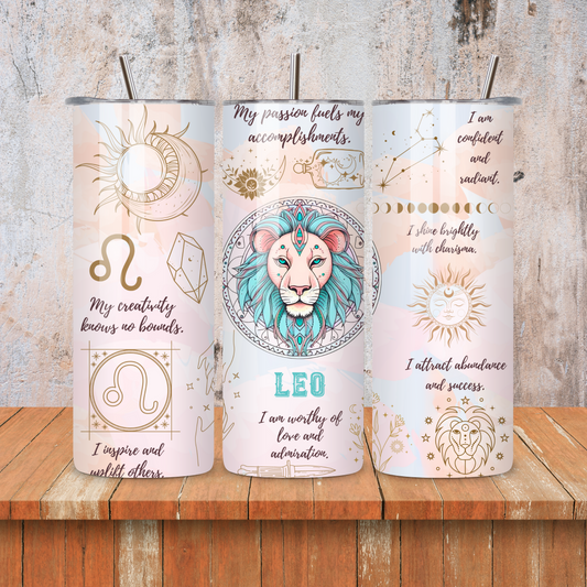 Leo : Zodiac Essence Skinny Tumbler • 20oz Stainless Steel • Drinkware